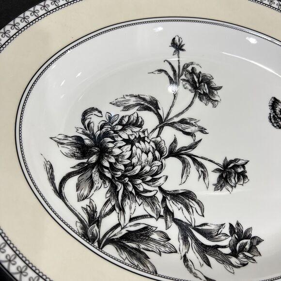 Charter Club Tuilleries Tan 14" Serving Platter Dish Tray Flower Butterfly - Picture 2 of 13